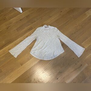 Jac Parker size small light grey ribbed sweater turtle neck flowy arms